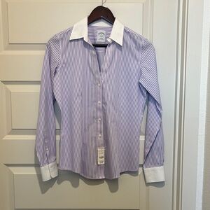 Brooks Brothers Lavender, Blue and White Striped Dress Shirt